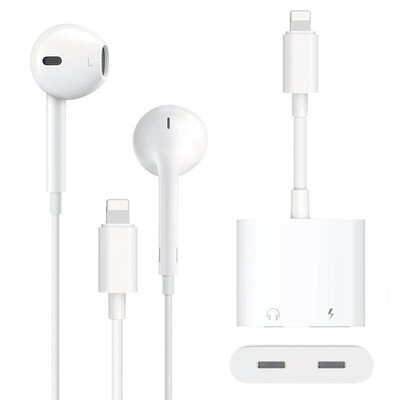 

Apple Headphones Dual Lightning Charging Song Call Adapter Two in One Audio Converter P3 Apple 7 Headphones Support iPhoneXS78P Biaz Set