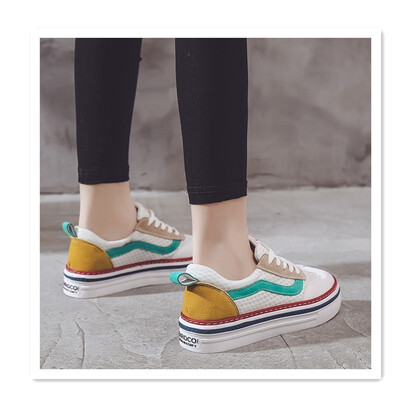 

2018 wild breathable mesh panel shoes increased canvas shoes low to help with strawberry shoes Gangfeng skin-friendly mesh shoes