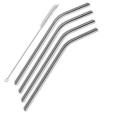 

Stainless Steel Drinking Straws Set of 4 Free Cleaning Brush Included