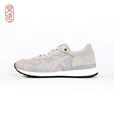 

JZAO sports shoes urban casual retro suede leather running shoes lightweight gray 41 yards Morandi blue khaki brown