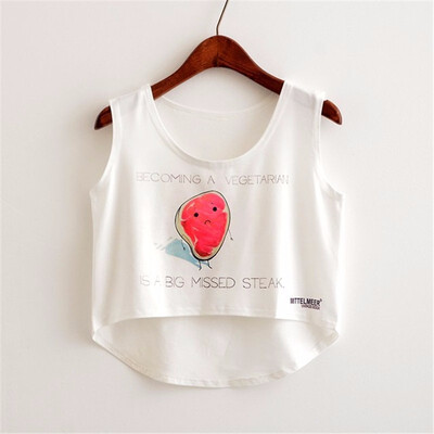 

Women Crop Top Sleeveless Print Summer Casual Top Women Short t-shirt Vest Tank Tops
