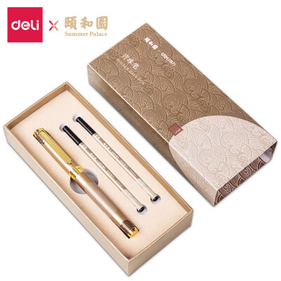 

Deli Deli Summer Palace Ballpoint pen Gel pen signature pen gift set with 2 refills 33581