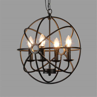 

Baycheer HL422105 Retro industrial wind Nordic simple wrought iron 4 light spherical chandelier