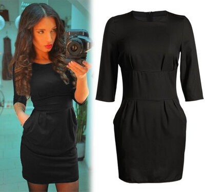 

Stylish Lady Women's New Fashion 3/4 Sleeve O-neck Pencil Mini Dress