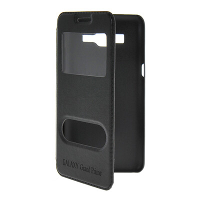 

MOONCASE View Window Leather Side Flip Pouch Stand Shell Back Case Cover for Samsung Galaxy Grand Prime G5306W Black