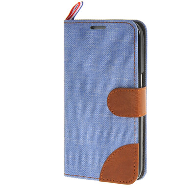 

MOONCASE Denim Style Flip Wallet Card Pouch Bracket Back чехол для Cover Samsung Galaxy Core Prime G360 / Prevail LTE синий