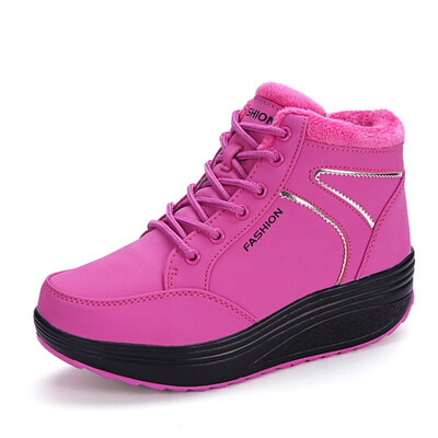 

New Ms waterproof boots outdoor sports shoes Womens leather plush warm winter snow boots sneakers swing shoes Womens