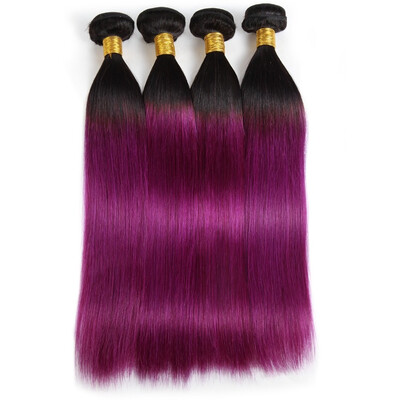 

Brazilian Hair Ombre Hair Straight 4 Bundles Two Tone Human Hair Weave Extensions T1BPurple