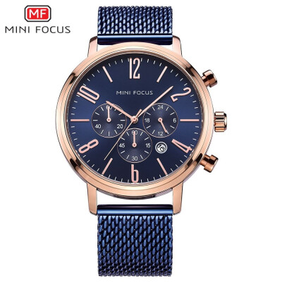 

MINI FOCUS Fashion Sports Stainless Steel Strap Men Quartz Watch BF0183G