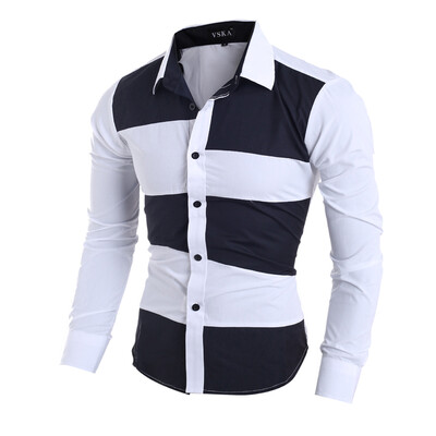 

Zogaa New Men's Shirt Classic Matching Color Slim Casual Long Sleeve