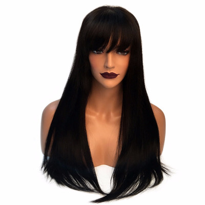 

9A Lace Front Human Hair Wigs for Women Black Color Straight Brazilian Virgin Hair Wigs with Bangs 130 Density10-26 inches