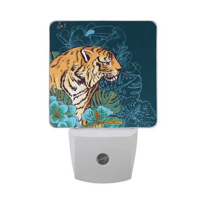 

ALAZA LED Night Light With Smart Dusk To Dawn SensorTropical Leaves Monstera Plug In Night Light