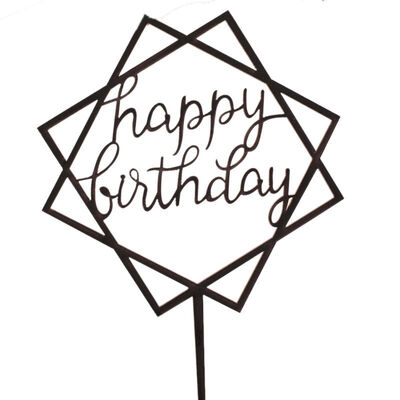 

UpperX Home Cake Wedding Birthday Cake Topper Card Birthday Cake Party Decoration Cake Black Square