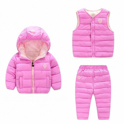 

Winter Kids Clothing Sets Warm Duck Down Jackets Clothing Sets Baby Girls & Baby Boys Down suit 3pcs Coats Vest Pants Overcoat