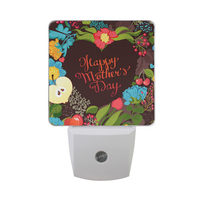 

ALAZA LED Night Light With Smart Dusk To Dawn SensorMothers Day Flowers Floral Pattern Plug In Night Light