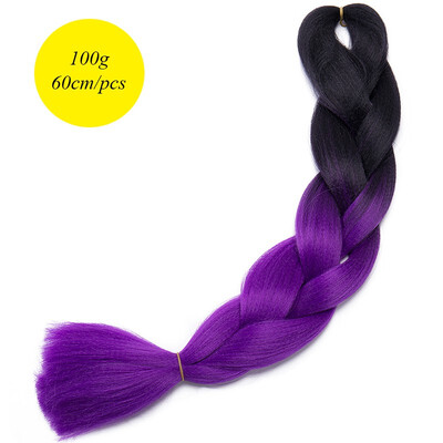 

60CM Hair Braid Braiding Hair Extension Two Ombre Synthetic Crochet One Piece 100g Heat-Resistant