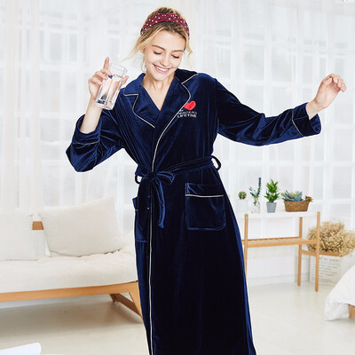 

Fall winter velvet ladies nightgown long sleeve fall winter one-piece robe pajamas home clothing