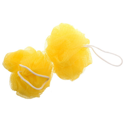 

UpperX 2 Pcs Yellow Foam Bubble Puff Shower Pouf Soft Nylon Mesh Net Bath Ball