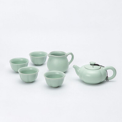 

Ru ware pea-green pumpkin shaped teaset