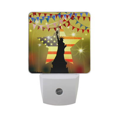 

ALAZA LED Night Light With Smart Dusk To Dawn SensorSt Patricks Day Cartoon Leprechauns Sihouette Plug In Night Light