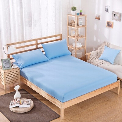 

1pcs 100 Polyester Solid Fitted Sheet Mattress Cover Four Corners With Elastic Band Bed Sheet
