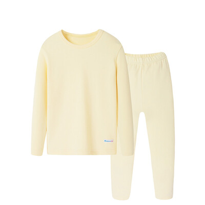 

Three Guns THREEGUN Underwear Set Sleeping Soft Cotton Boy Round Collar Long Sleeve Underwear Set 29123D0 Light Lemon 110