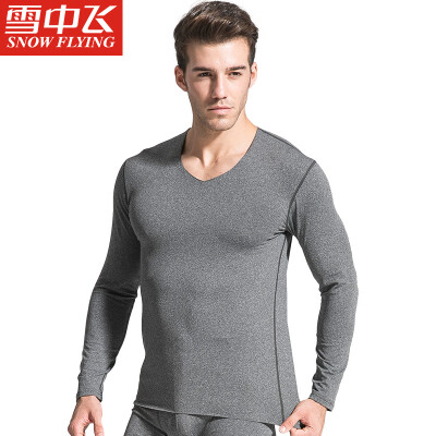 

Snow flying Qiuyi Qiuku men&women thin section base underwear V-neck couple thin section thermal underwear bottoming cotton sweater pants suit male treasure blue Tibetan 165