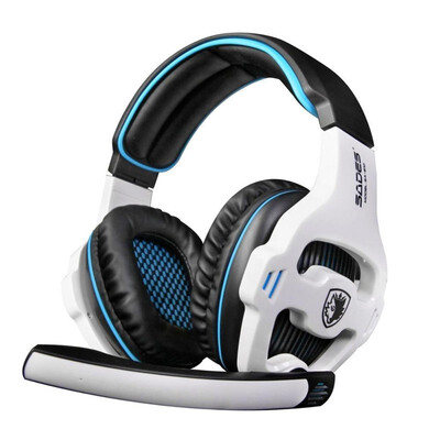

SADES SA-810 headset 35mm Wired Stereo PC Gaming Headset with Microphone for PC Laptop white blue gaming headphone