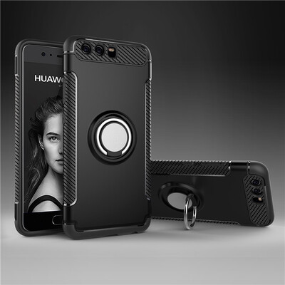 

Fecoprior Back Cover For Huawei P10 Case Car Holder Stand Hard PC Silicon Ring Suction Bracket Celulars