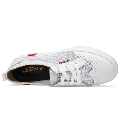 

Male Shoes Adult Lace up Fashion Sneakers Genuine Leather Black White Color Mensneakers Simple Design Men