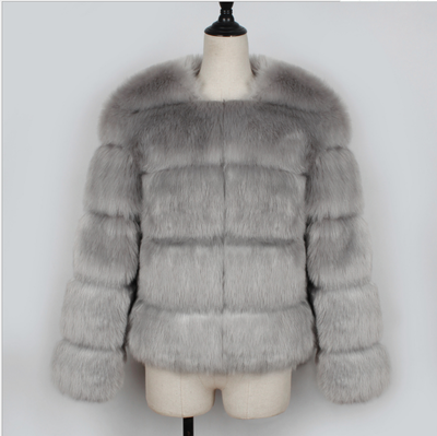 

Knitted furry faux fur ladies sweater soft horizontal ditch coat autumn&winter furry faux fur coat jacket
