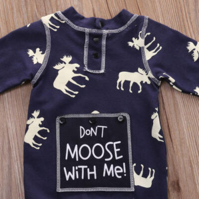 

US Newborn Baby Girl Boy Deer Romper Jumpsuit Pajamas Sleepwear Outfits Clothes