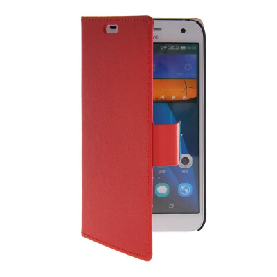 

MOONCASE Slim Leather Side Flip Wallet Card Slot Pouch with Kickstand Shell Back Case Cover for Huawei Ascend G7 Red