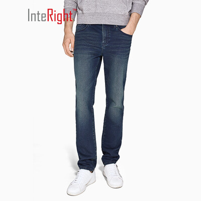 

INTERIGHT imitation knit touch slim version micro-elastic mens jeans dark blue 34 yards XL