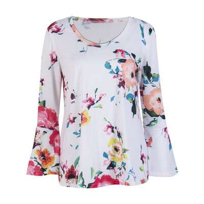 

Fashion Women Ladies Loose Casual Long Sleeve T-Shirt Floral Blouse Tops T-Shirt