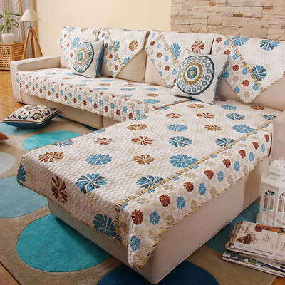 

FooJO cotton single sofa chair paddle towel towel blue spin flower 90 90cm