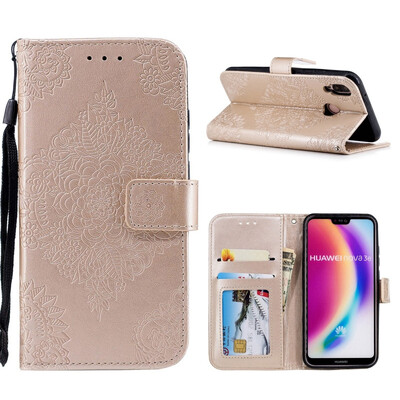 

MOONCASE Huawei P20 Lite Blue&White Porcelain Embossed Leather Case - Gold