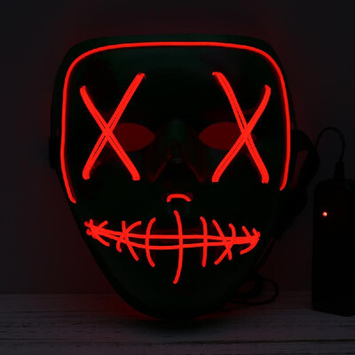 

Adults Halloween Green LED Light Up Mask Halloween Costume Supplies for Festival Masquerade Cosplay Party Performance