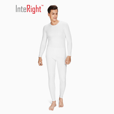 

INTERIGHT Qiuyi Qiuku 50S long-staple cotton spandex super soft warm mens round neck set ingenuity to create Jingshu cotton craft ash gray L