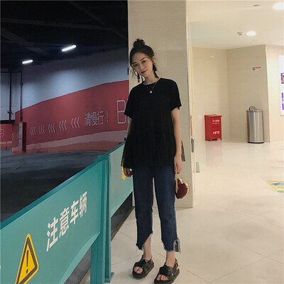 

Korean type of loose web yarn splicing fake two sets of short-sleeved baby shirt T-shirt