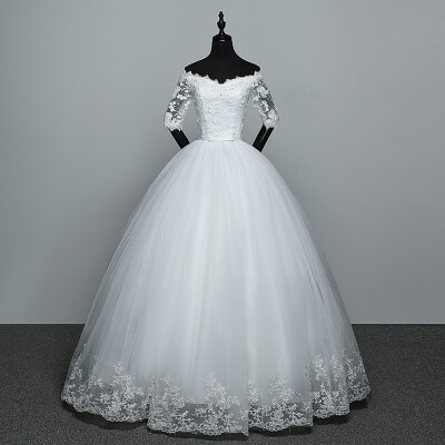 

Wedding Dress 2018 New Arrival Flowers Butterfly Gelinlik Embroidery Lace Boat Neck Princess Wedding Gowns Vestidos De Novia
