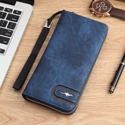

Mens zipper wallet business leisure retro multi card handbag youth personality handbag man