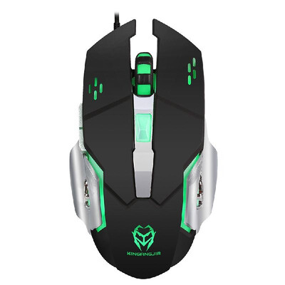 

Ergonomic Gaming Mouse Precision Optical Wired Mouse with 3200 Adjustable DPI 4 Color Lights for Computer Laptop Black with Silver
