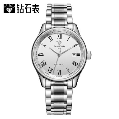 

Diamond watch Xingyue series automatic mechanical watch mens watch calendar waterproof national watch simple atmosphere mens watch brand national watch white shell steel belt Shanghai watch watch 8130