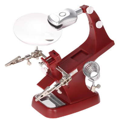 

Magnifier Lamp 3X45X Welding Desktop Magnifier with 2 LEDs Alligator Clip Helping Hand Soldering Holder Repair Mgnifying Tool V6