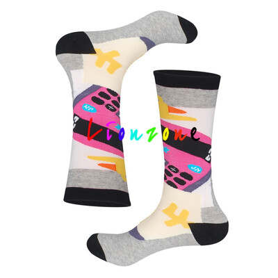 

LIONZONE Women Happy Socks Unisex Colored Cats Robots Stationery Brand Designer Cotton Warm Casual Socks Funny Gift For Lovers
