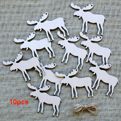 

10pcs Christmas Tree Decorations Wooden Pendants Crafts Scene Layout Hanging Ornaments Party Wedding Holiday Adornment