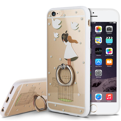 

KOOLIFE Apple 6 6s phone case protection iphone6s phone shell finger ring buckle bracket soft shell apple 6 phone shell creative cartoon painted apple 6 Fang Fang shell couple heart