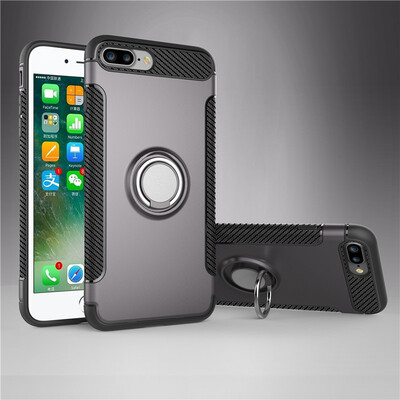 

Fecoprior Back Cover For iPhone 8 Plus 7 Plus 55inch Case Car Holder Stand Hard PC Silicon Ring Suction Bracket Celulars