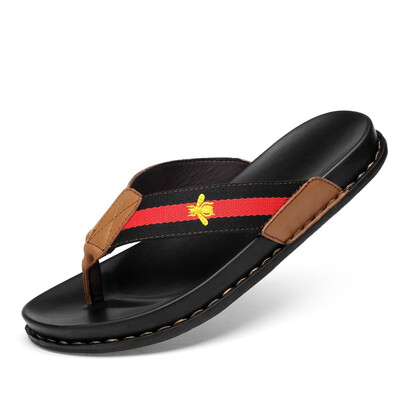 

Summer flip-flops 2018 flip-flops beach shoes mens sandals&slippers Korean leather sandals mens tide drag outdoor